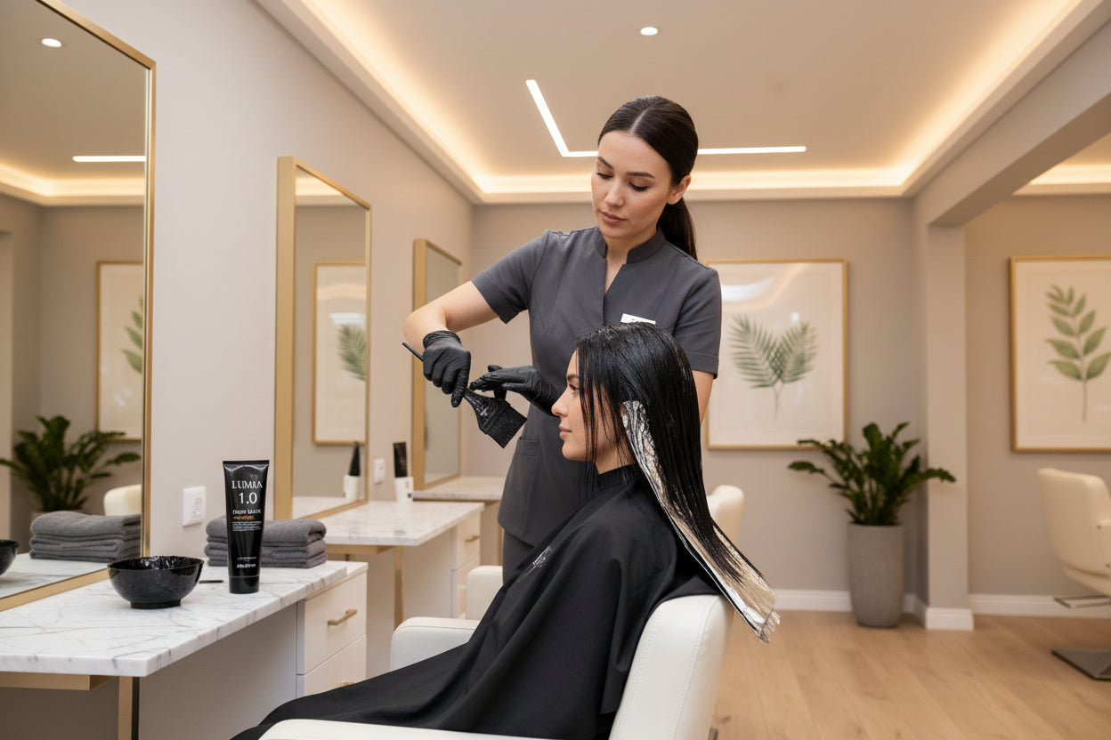 "Achieve a deep, rich black color with Lumia Black Hair Colour. This professional formula ensures long-lasting, vibrant results with every use."
Enjoy a brilliant, intense black shade that lasts."