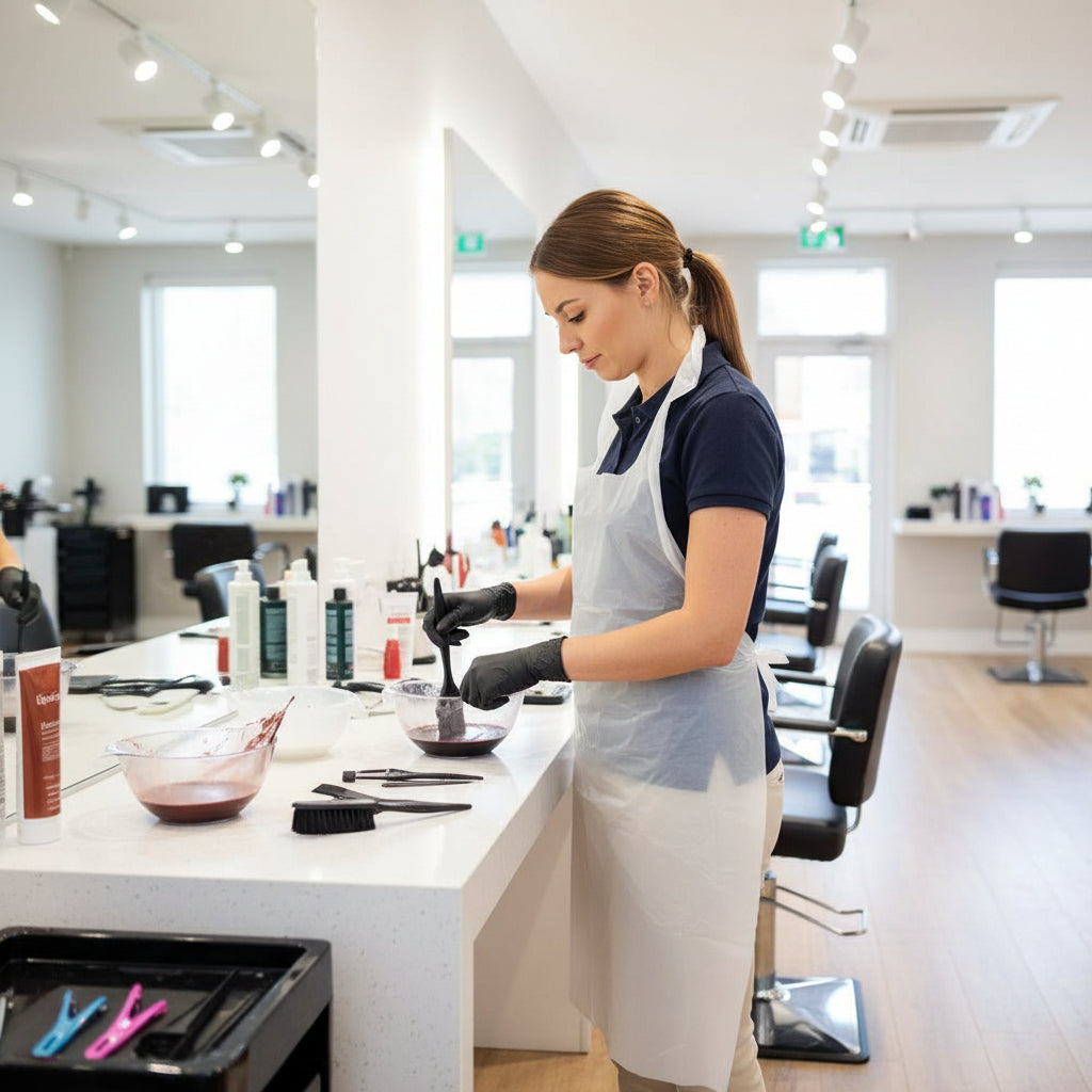 Premium Quality 100 White Polythene Disposable Aprons Flat Packed - Contains Anti-Bacterial Additive.