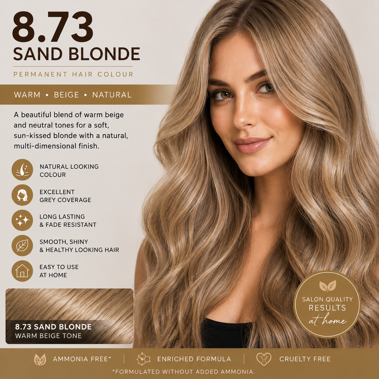 8.73 Sand Blonde Hair Colour for Home use